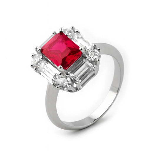Anillo de Plata de Ley 925 y Circonita Rubí acabado en rodio - Arul