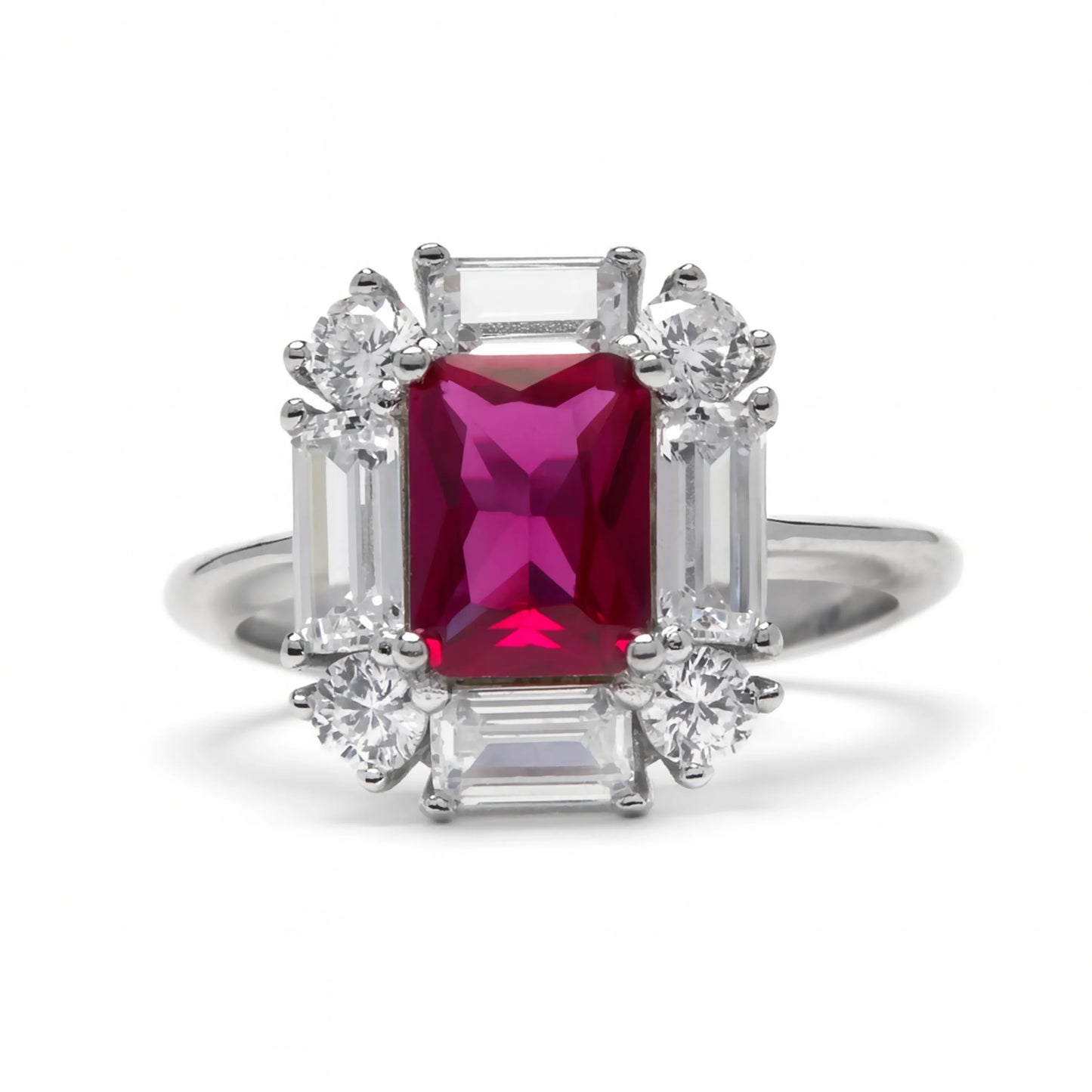 Anillo de Plata de Ley 925 y Circonita Rubí acabado en rodio - Arul