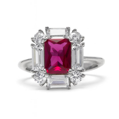 Anillo de Plata de Ley 925 y Circonita Rubí acabado en rodio - Arul