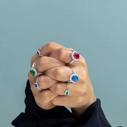 Anillo de Plata de Ley 925 y Circonita Rubí acabado en rodio - Sesh