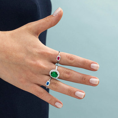 Anillo de Plata de Ley 925 y Circonita Rubí acabado en rodio - Sesh