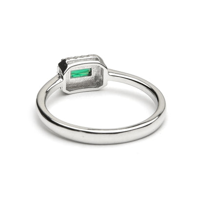 Anillo de Plata de Ley 925 y Circonita Verde acabado en rodio - Sesh