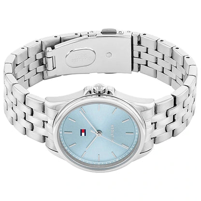 Reloj Tommy Hilfiger para mujer con caja de acero inoxidable de 30 mm y esfera azul claro