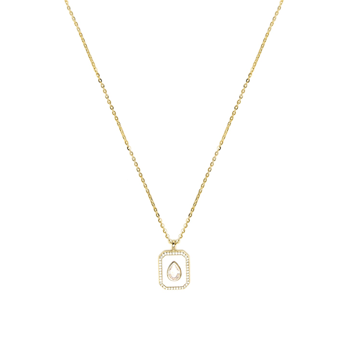 Collar de Plata de Ley 925 y Madreperla Blanca acabado en oro amarillo 18k - Baleh