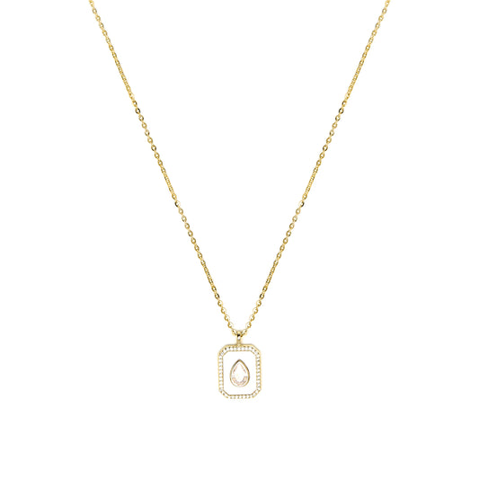 Collar de Plata de Ley 925 y Madreperla Blanca acabado en oro amarillo 18k - Baleh