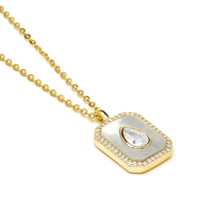 Collar de Plata de Ley 925 y Madreperla Blanca acabado en oro amarillo 18k - Baleh