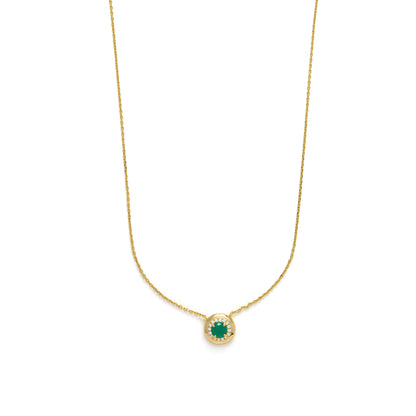 Collar de Plata de Ley 925 y Cuarzo Hidrotermal Verde Paraiba acabado en oro amarillo 18k - Lilos