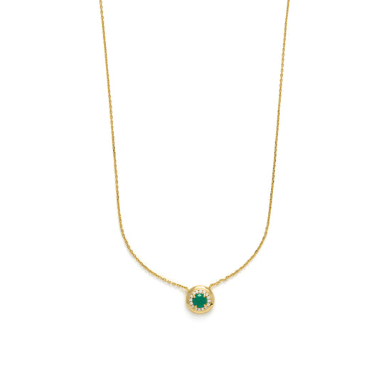 Collar de Plata de Ley 925 y Cuarzo Hidrotermal Verde Paraiba acabado en oro amarillo 18k - Lilos