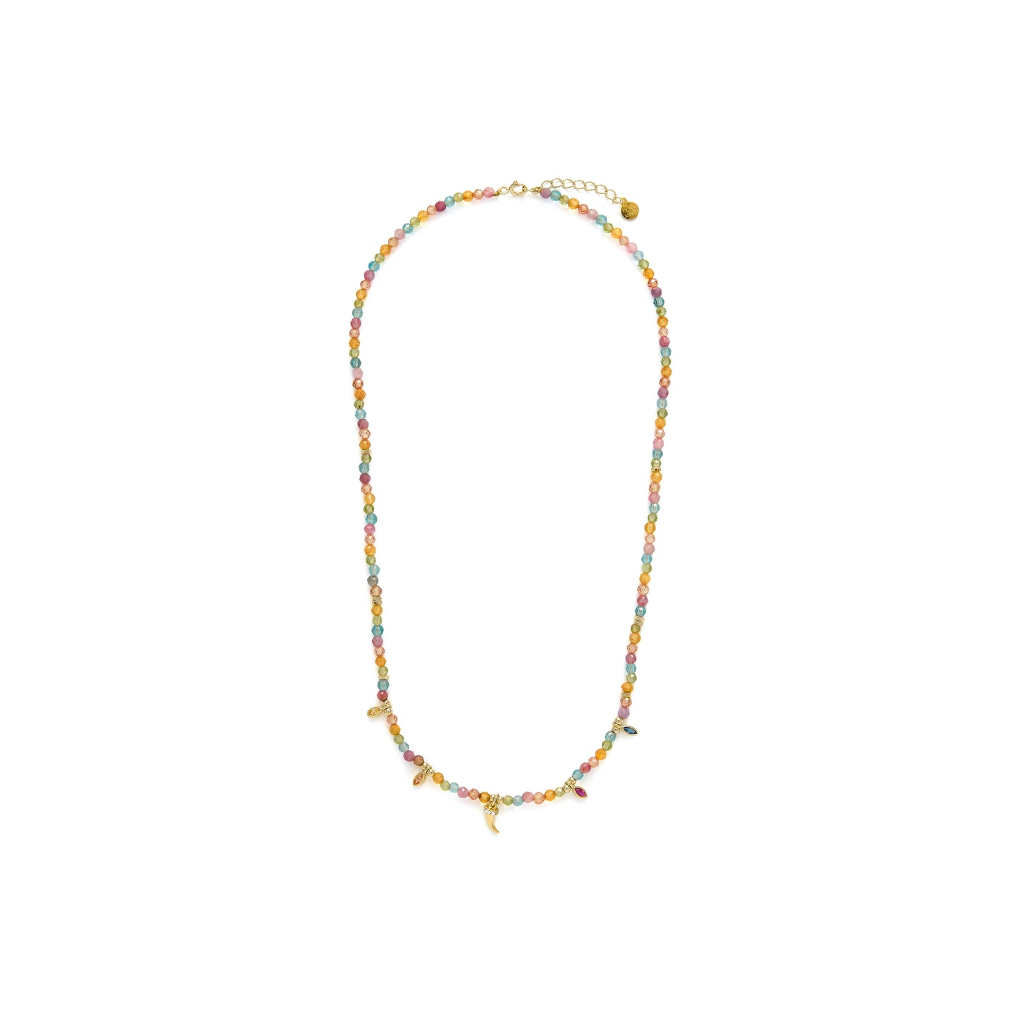 Collar de Plata de Ley 925 y Circonita Multicolor acabado en oro amarillo 18k - Esli