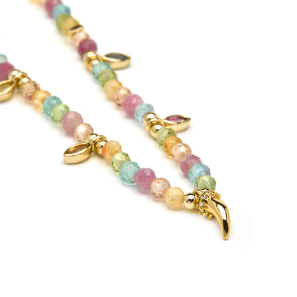 Collar de Plata de Ley 925 y Circonita Multicolor acabado en oro amarillo 18k - Esli