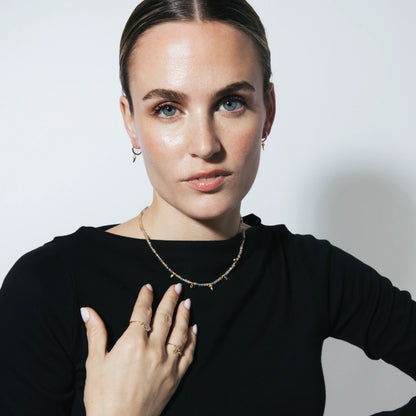 Collar de Plata de Ley 925 y Circonita Multicolor acabado en oro amarillo 18k - Esli