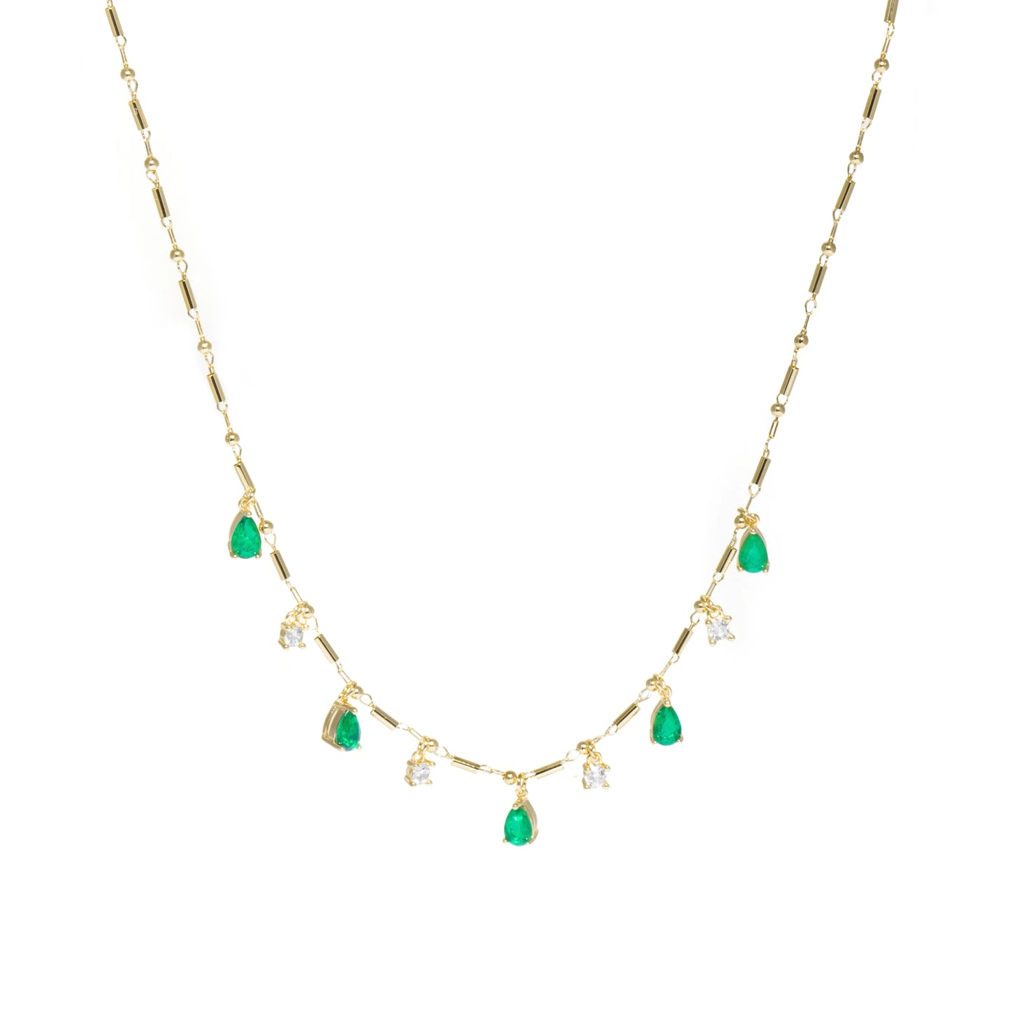 Collar de Plata de Ley 925 y Cuarzo Hidrotermal Verde Paraiba acabado en oro amarillo 18k - Lakrom