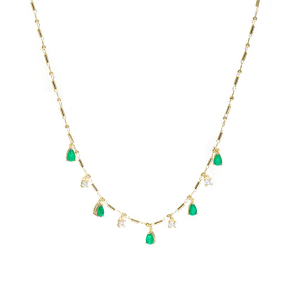 Collar de Plata de Ley 925 y Cuarzo Hidrotermal Verde Paraiba acabado en oro amarillo 18k - Lakrom