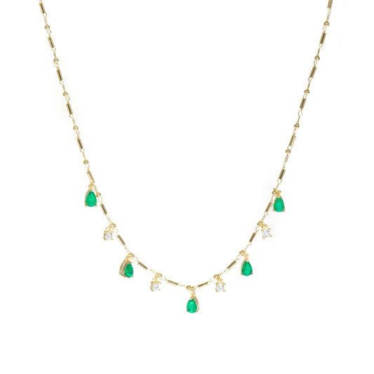 Collar de Plata de Ley 925 y Cuarzo Hidrotermal Verde Paraiba acabado en oro amarillo 18k - Lakrom