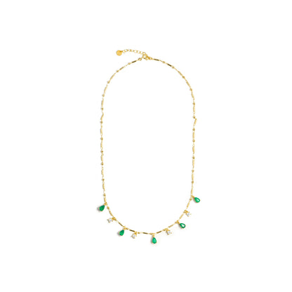Collar de Plata de Ley 925 y Cuarzo Hidrotermal Verde Paraiba acabado en oro amarillo 18k - Lakrom