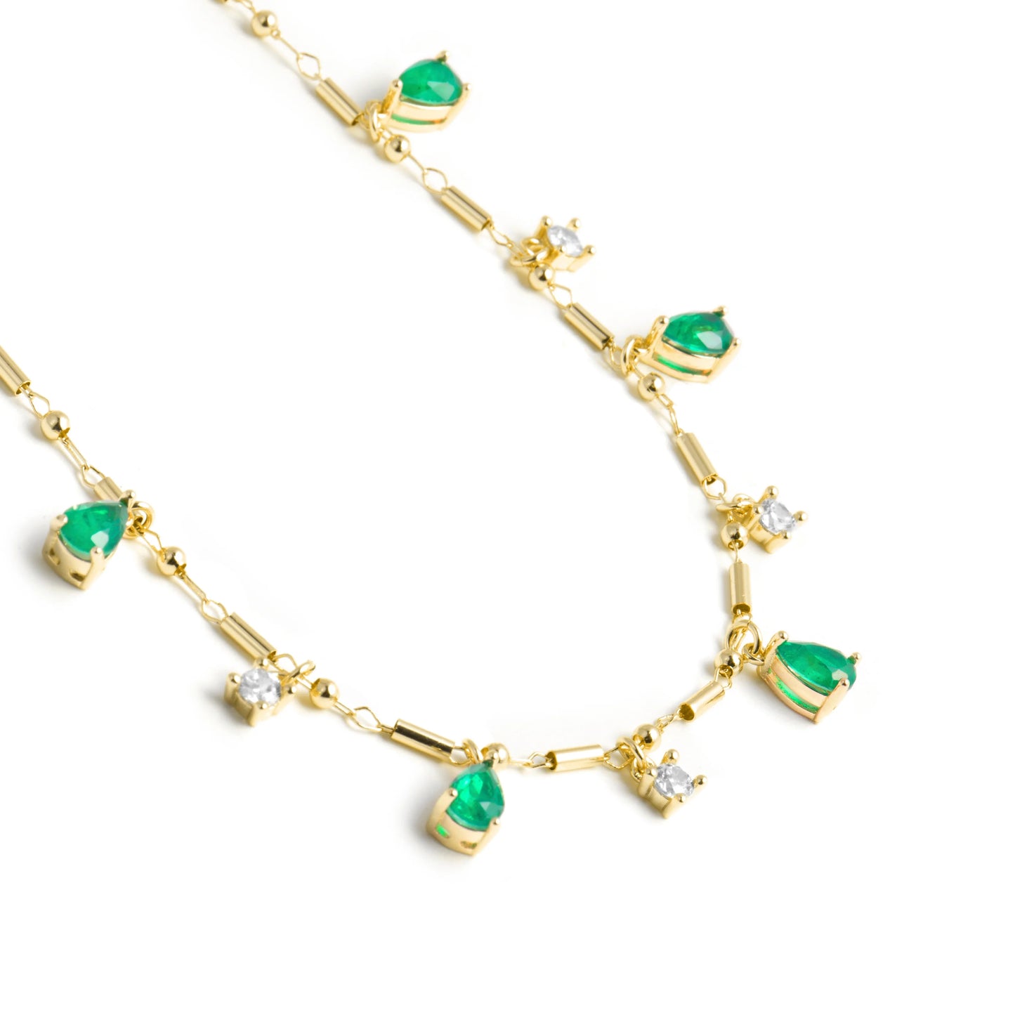 Collar de Plata de Ley 925 y Cuarzo Hidrotermal Verde Paraiba acabado en oro amarillo 18k - Lakrom