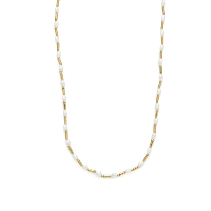 Collar de Plata de Ley 925 y Perla Blanca acabado en oro amarillo 18k - Laurid