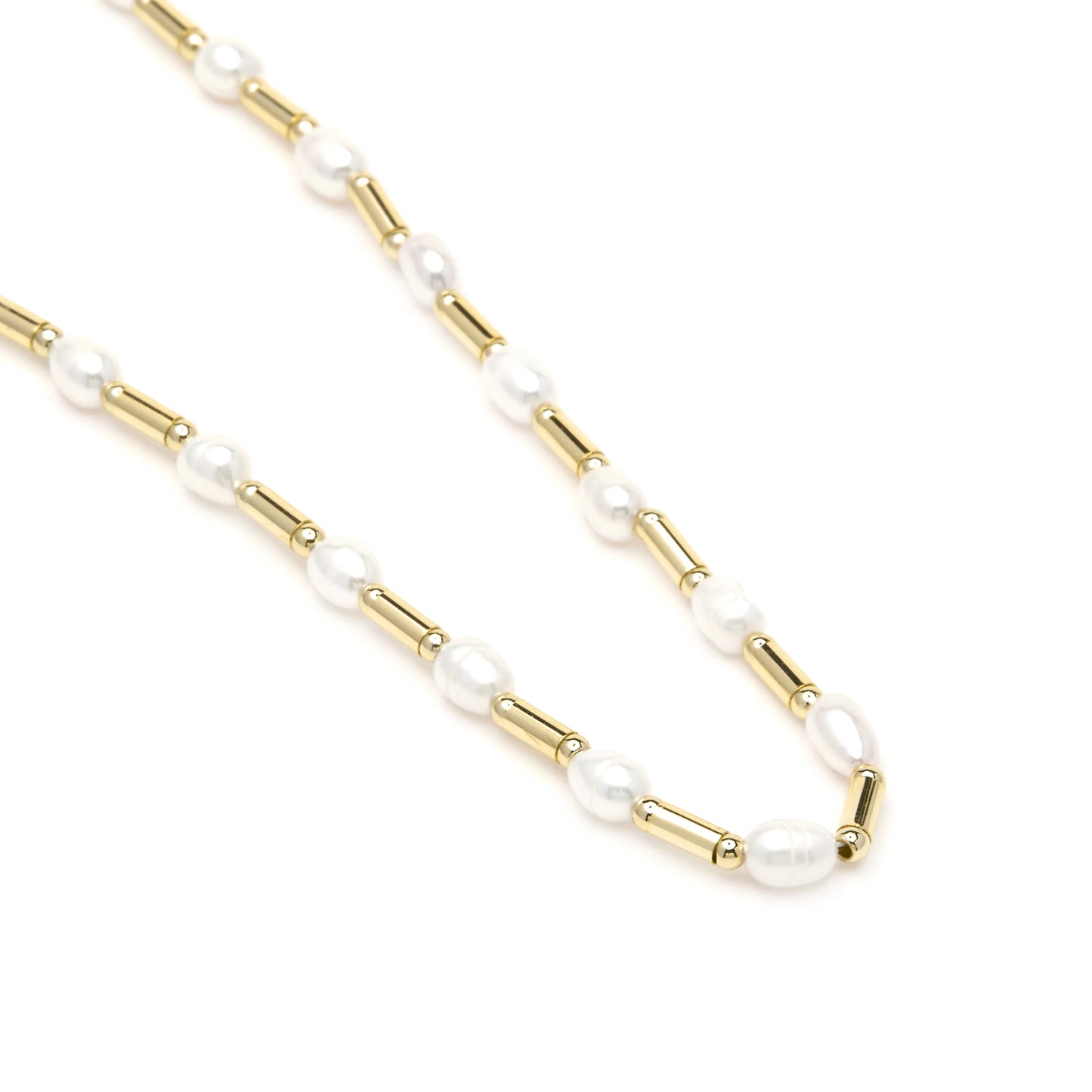 Collar de Plata de Ley 925 y Perla Blanca acabado en oro amarillo 18k - Laurid