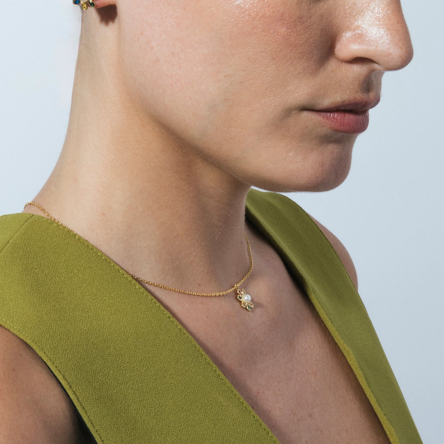 Collar de Plata de Ley 925 y Circonita Multicolor acabado en oro amarillo 18k - Horsa