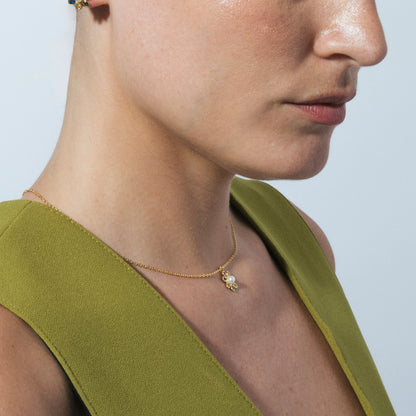 Collar de Plata de Ley 925 y Circonita Multicolor acabado en oro amarillo 18k - Horsa