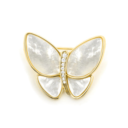 Broche de Madreperla Blanca acabado en oro amarillo 18k - Bulor