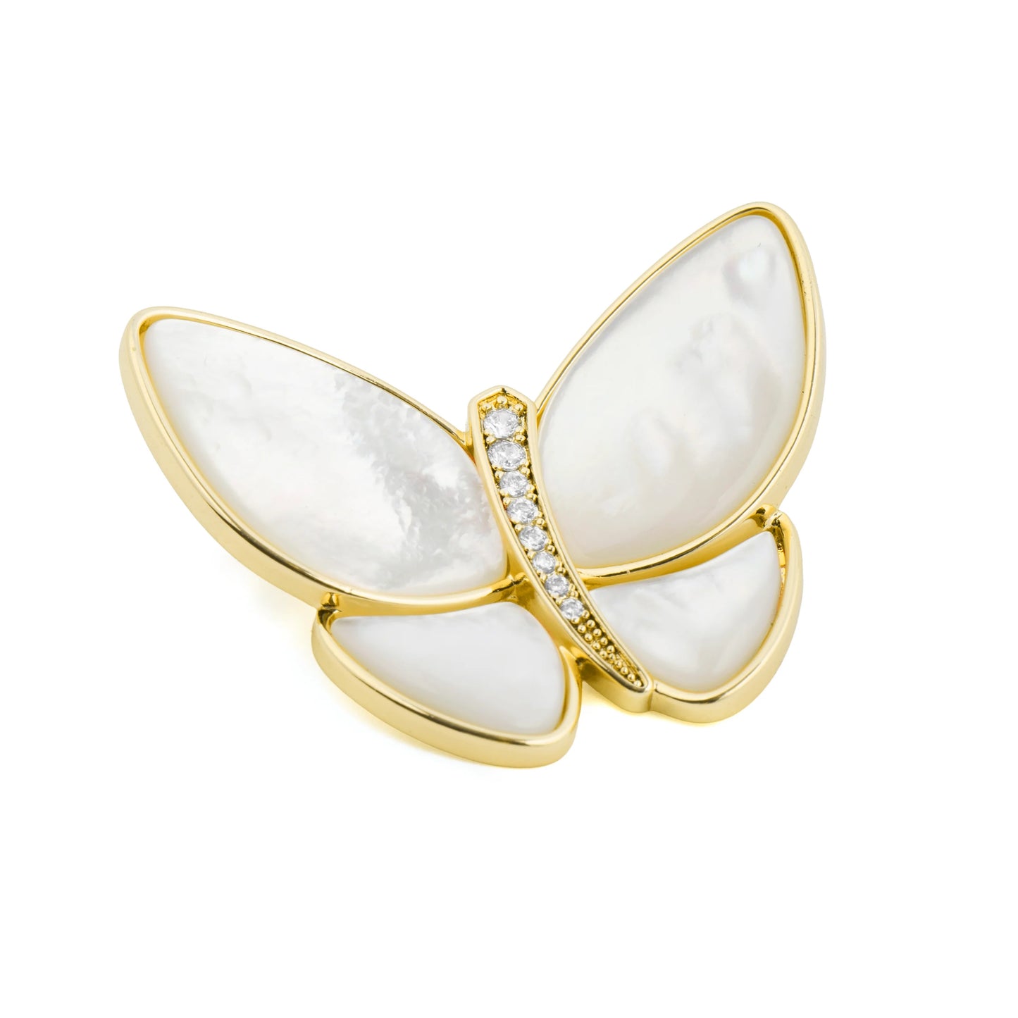 Broche de Madreperla Blanca acabado en oro amarillo 18k - Bulor