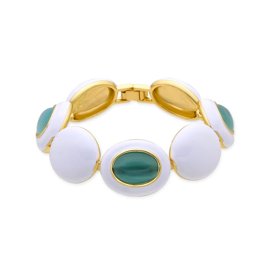 Pulsera de Ojo de Gato Azul acabada en oro amarillo de 18k - Nadic