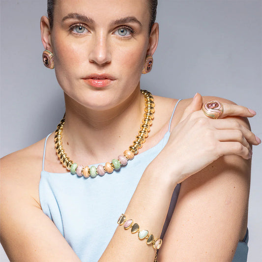 Pulsera acabado oro amarillo de 18k y Lacado Multicolor - Bolhy