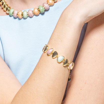 Pulsera acabado oro amarillo de 18k y Lacado Multicolor - Bolhy