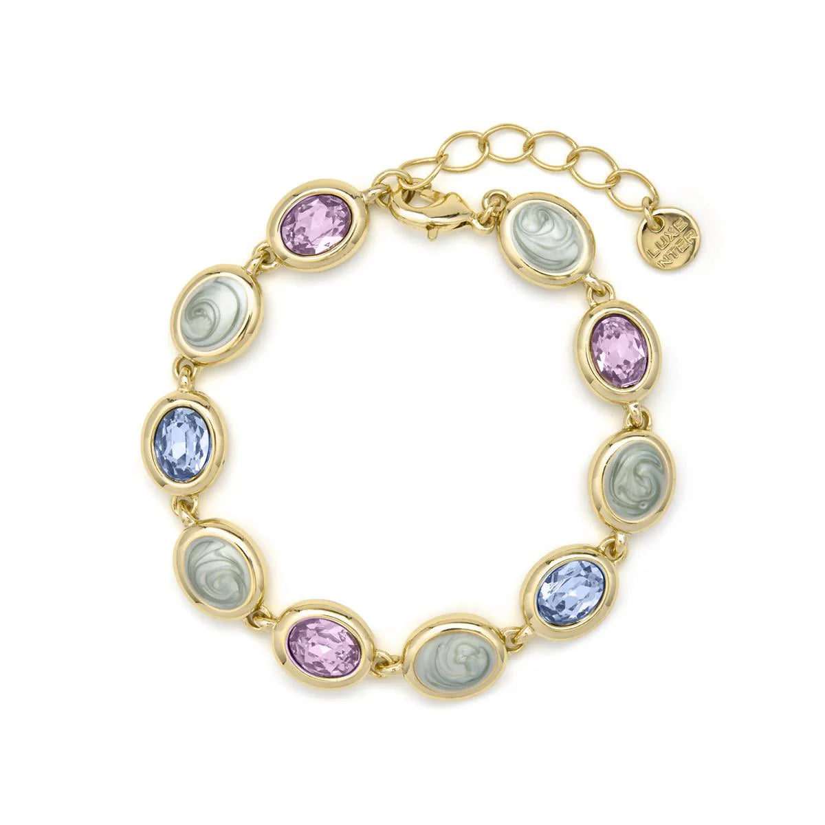 Pulsera de Cuarzo Hidrotermal Multicolor acabado en oro amarillo 18k - Asbi