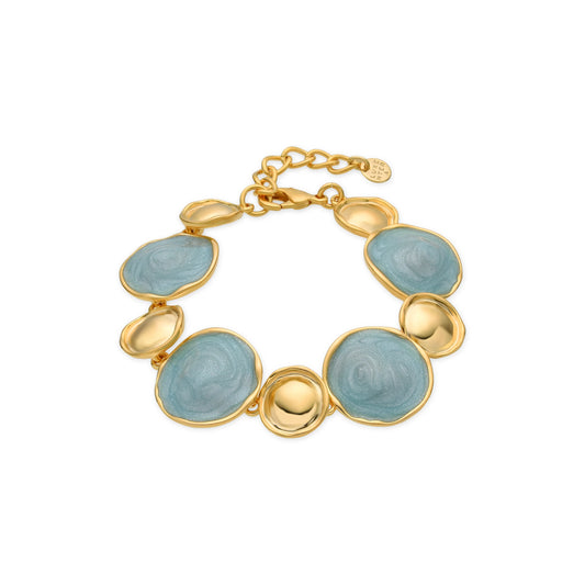 Pulsera acabado oro amarillo de 18k y Lacado Azul - Huldio