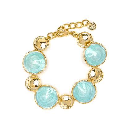 Pulsera acabado oro amarillo de 18k y Lacado Azul - Huldio