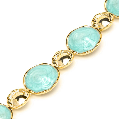 Pulsera acabado oro amarillo de 18k y Lacado Azul - Huldio