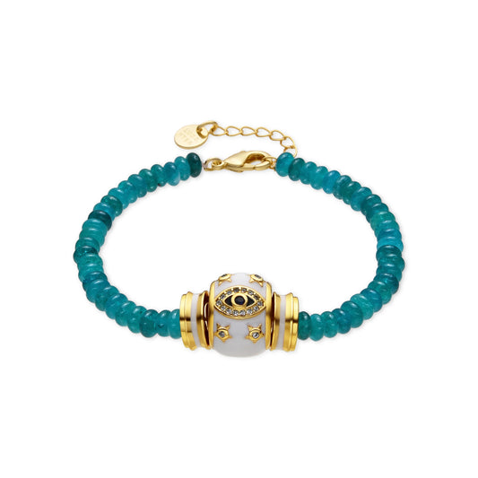 Pulsera acabado oro amarillo de 18k y Jade Verde - Hamco