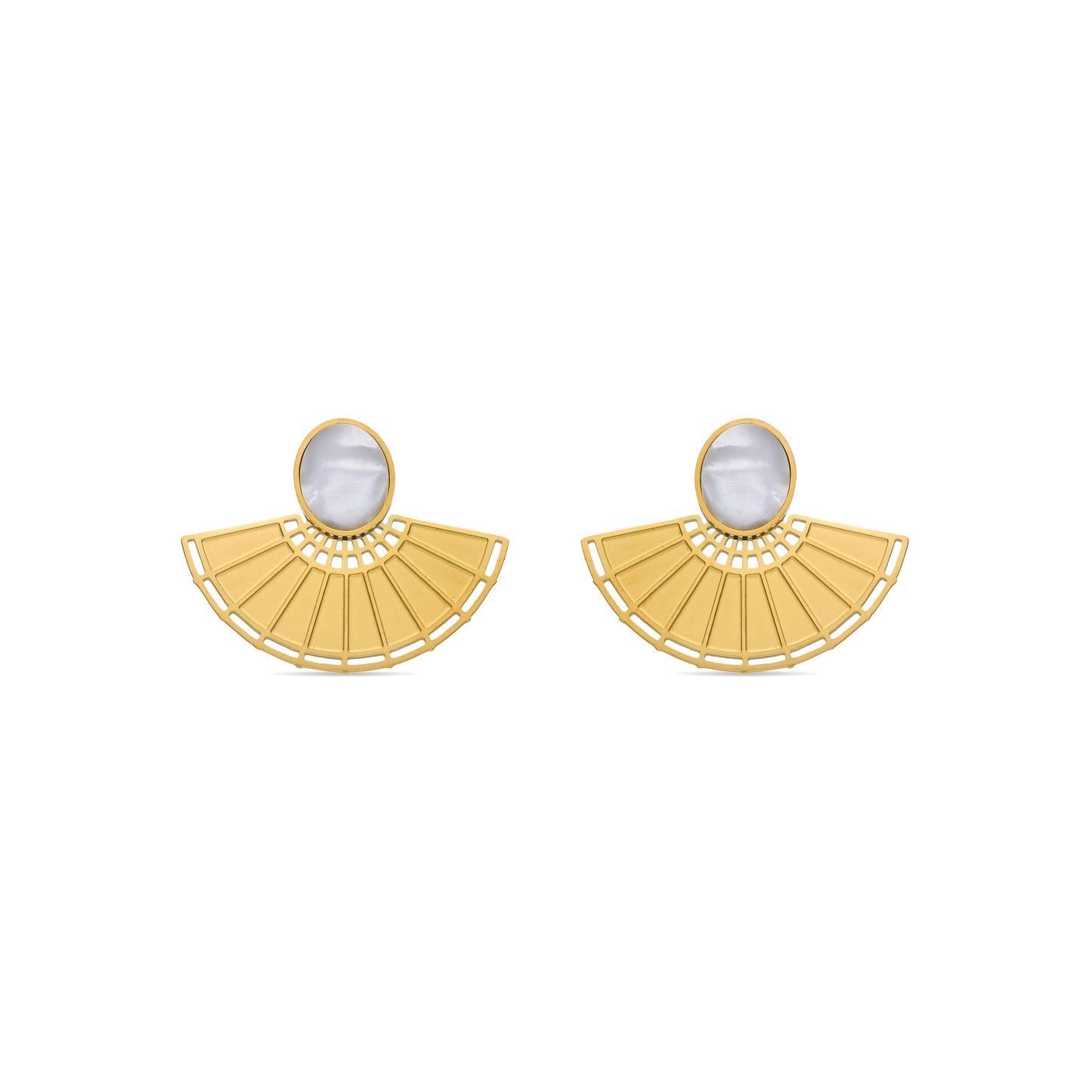 Pendientes de Madreperla Blanca acabados en oro amarillo 18K- Phieo