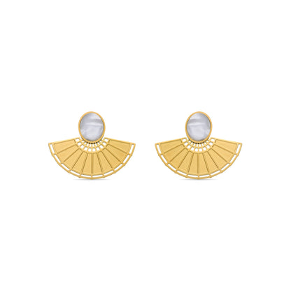 Pendientes de Madreperla Blanca acabados en oro amarillo 18K- Phieo
