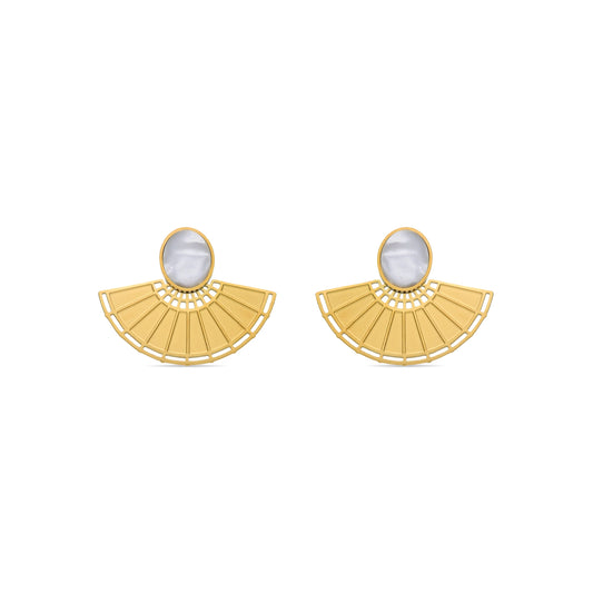 Pendientes de Madreperla Blanca acabados en oro amarillo 18K- Phieo