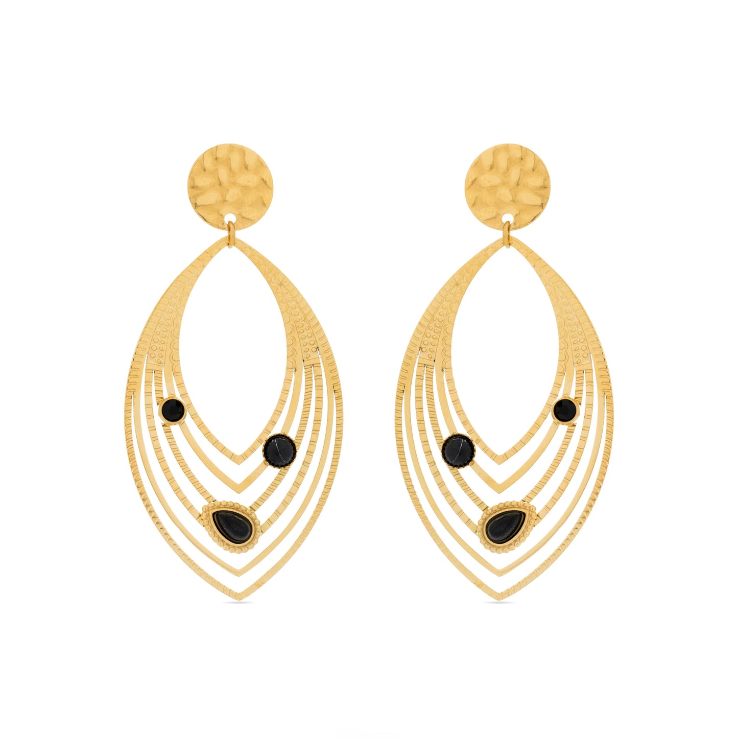 Pendientes de Onix acabados en oro amarillo 18K - Ycoa