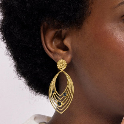 Pendientes de Onix acabados en oro amarillo 18K - Ycoa