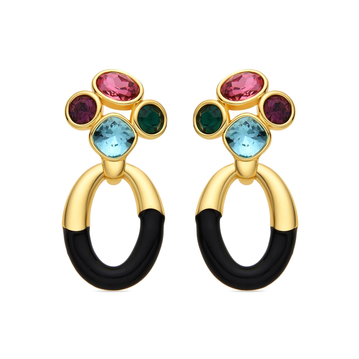 Pendientes con Circonita Multicolor acabado oro 18k - Adba