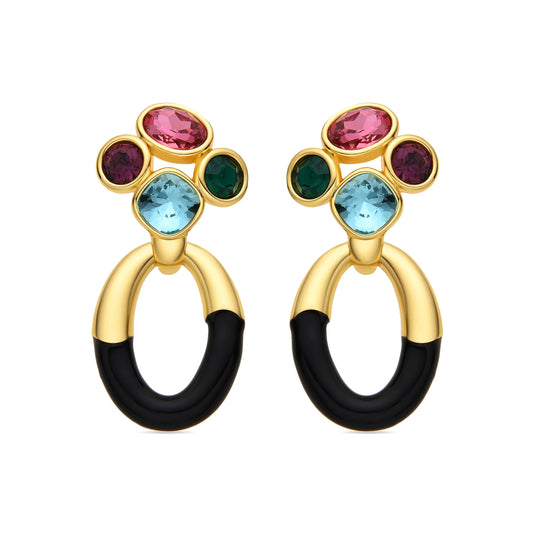 Pendientes con Circonita Multicolor acabado oro 18k - Adba