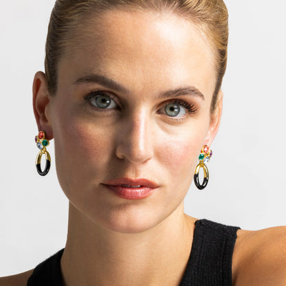 Pendientes con Circonita Multicolor acabado oro 18k - Adba