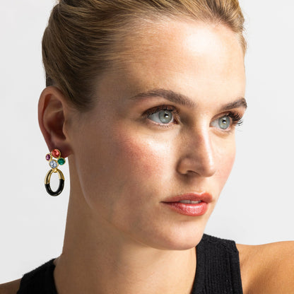 Pendientes con Circonita Multicolor acabado oro 18k - Adba