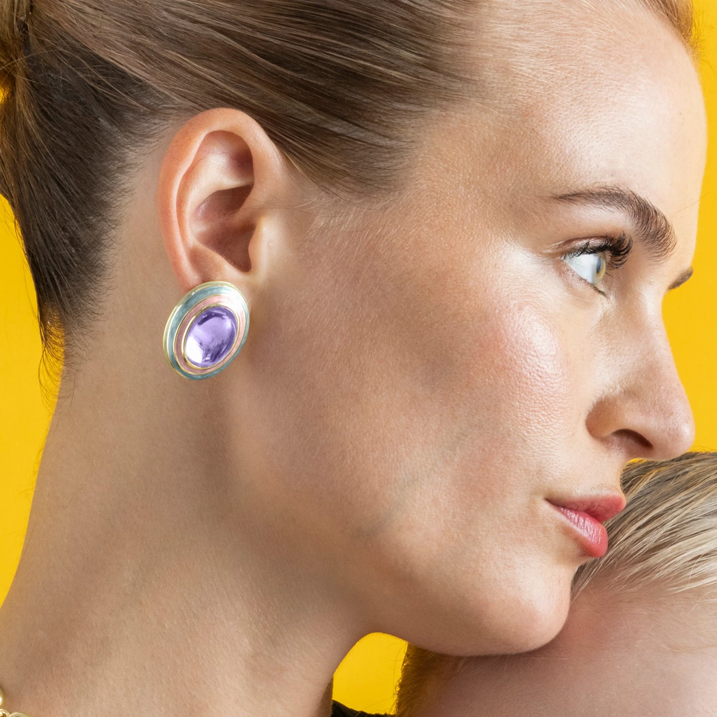 Pendientes con Cristal Morado acabado oro 18k - Nori