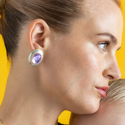 Pendientes con Cristal Morado acabado oro 18k - Nori