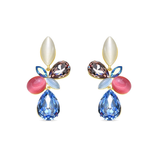 Pendientes acabado oro amarillo de 18k y Cristal Multicolor - Kaya