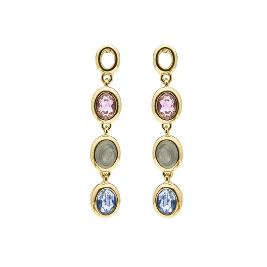 Pendientes de Cuarzo Hidrotermal Multicolor acabado en oro amarillo 18k - Asbi