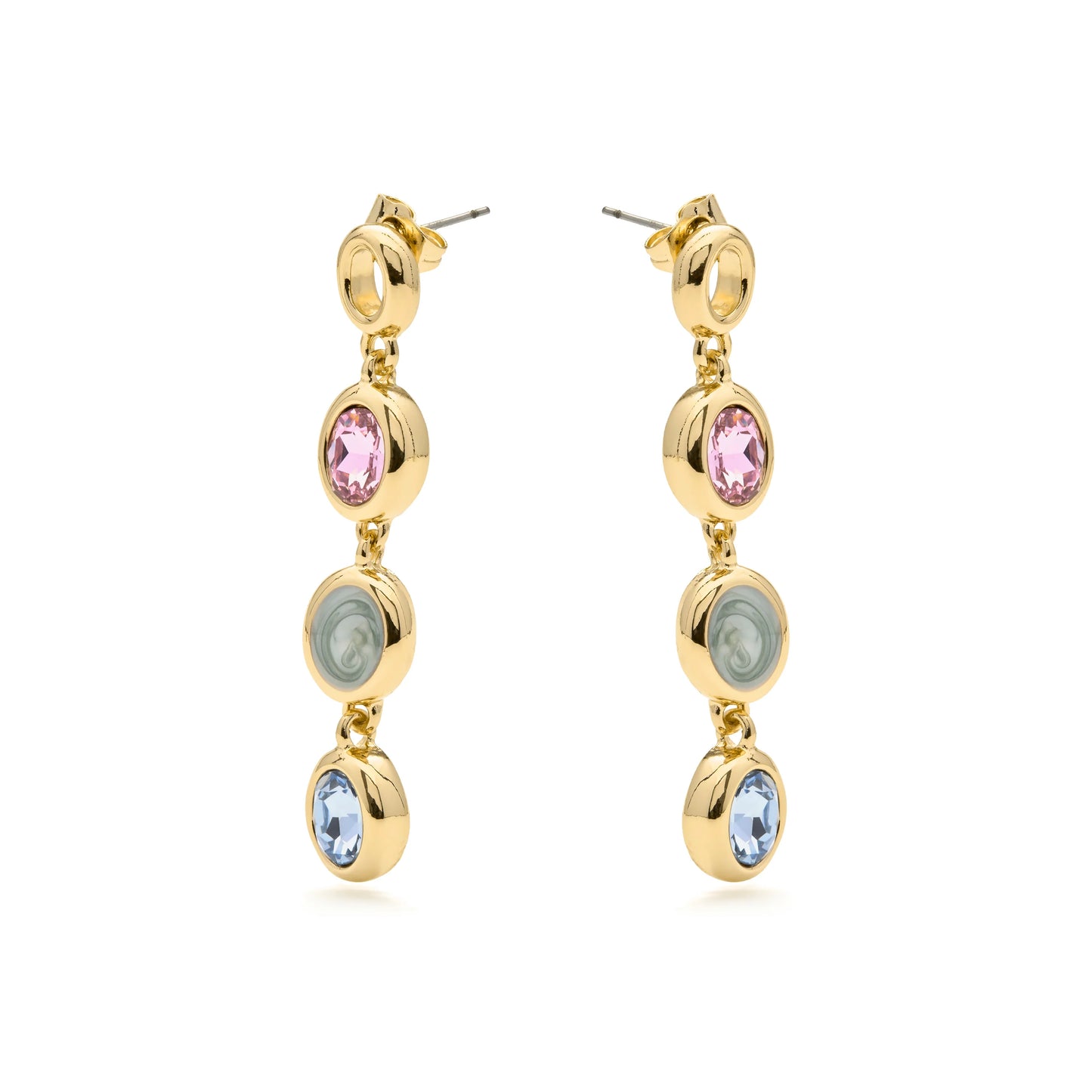 Pendientes de Cuarzo Hidrotermal Multicolor acabado en oro amarillo 18k - Asbi