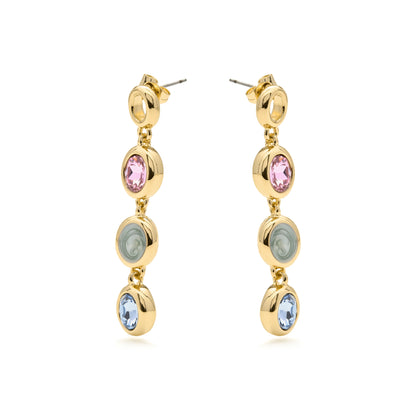 Pendientes de Cuarzo Hidrotermal Multicolor acabado en oro amarillo 18k - Asbi