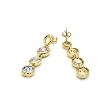 Pendientes de Cuarzo Hidrotermal Multicolor acabado en oro amarillo 18k - Asbi